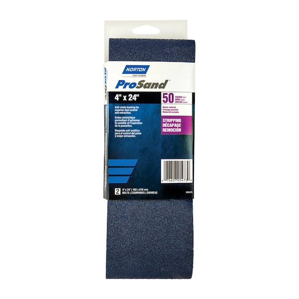 Norton Abrasives Norton ProSand 24 in. L X 4 in. W Zirconia Alumina Cloth Protable Sanding Belt 50 Grit Coarse 2 pk 7660705473 - main